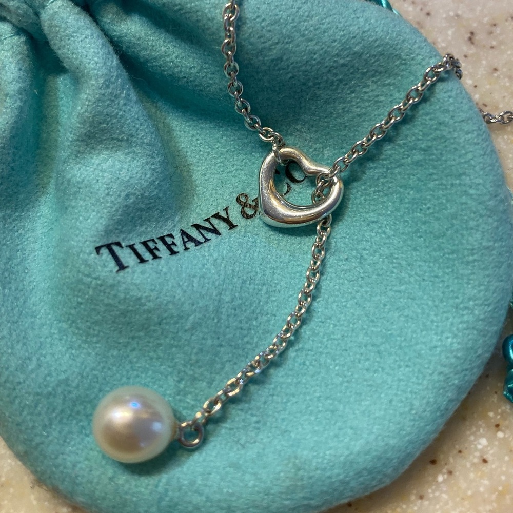 Tiffany & Co. Peretti heart & pearl drop necklace